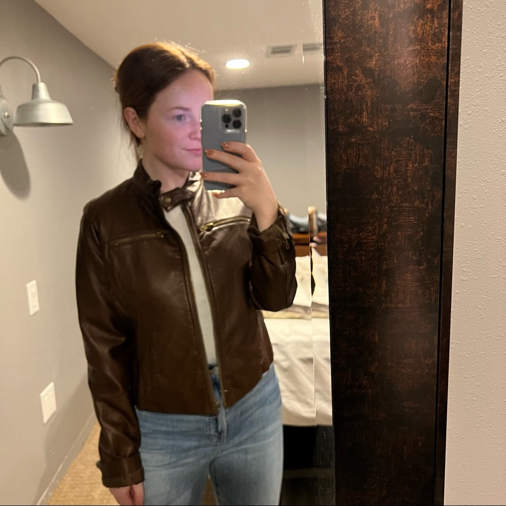 Dark brown leather jacket